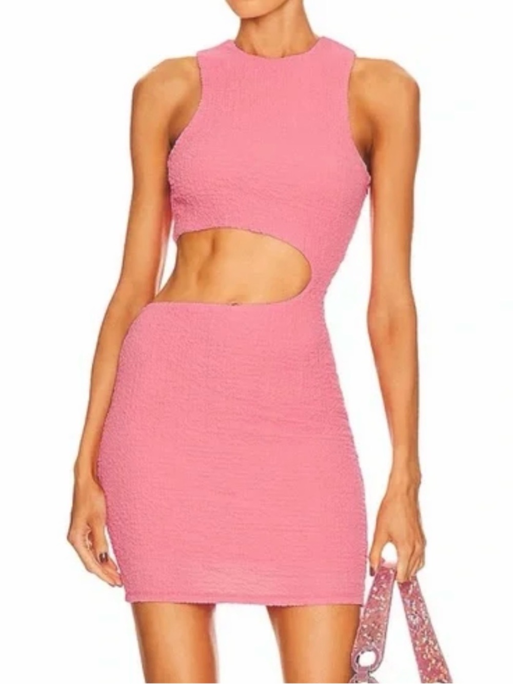 Lovers + Friends Pink Textured Cutout Mini Dress